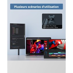 Yodoit Écran Portable 17,3", 1920 × 1080 FHD Moniteur Portable IPS 100% SRGB Display HDMI USB Type C Eye Care Ecran avec Haut-pa
