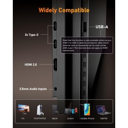 Yodoit Écran Portable 18,5" 100 Hz, 1920 × 1080 FHD Moniteur IPS 100% SRGB Display HDMI USB Type C avec Haut-parleurs Intégrés p