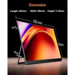 Yodoit Écran Portable 18,5" 100 Hz, 1920 × 1080 FHD Moniteur IPS 100% SRGB Display HDMI USB Type C avec Haut-parleurs Intégrés p