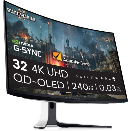 Alienware AW3225QF 32" 4K UHD (3840x2160) 1700R Écran PC Gaming Incurvé, 240Hz, QD OLED, 0.03ms, Compatible NVIDIA G-Sync, HDR, 