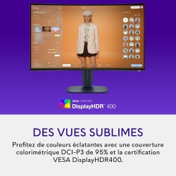 Alienware 32 Écran PC Gaming - AW3225DM, QHD (2560x1440), 1500R Incurvé, 180Hz, VA, 1ms, AMD FreeSync, VESA AdaptiveSync, 95% DC
