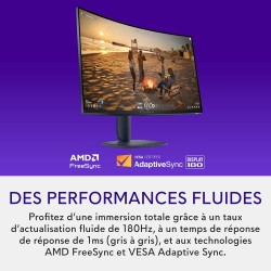 Alienware 32 Écran PC Gaming - AW3225DM, QHD (2560x1440), 1500R Incurvé, 180Hz, VA, 1ms, AMD FreeSync, VESA AdaptiveSync, 95% DC
