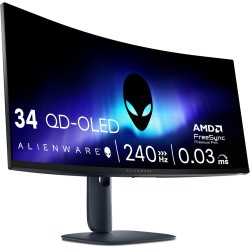 Alienware 34 écran pc gaming - aw3425dw, wqhd (3440x1440), 21:9 1800r incurvé, 240hz, qd oled, 0.03ms, compatible nvidia g-sync,