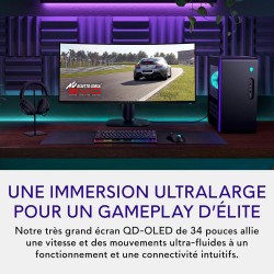 Alienware 34 écran pc gaming - aw3425dw, wqhd (3440x1440), 21:9 1800r incurvé, 240hz, qd oled, 0.03ms, compatible nvidia g-sync,
