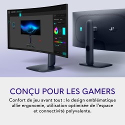 Alienware 34 écran pc gaming - aw3425dw, wqhd (3440x1440), 21:9 1800r incurvé, 240hz, qd oled, 0.03ms, compatible nvidia g-sync,