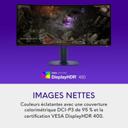 Alienware 34 Écran PC Gaming - AW3425DWM, WQHD (3440x1440), 21:9 1500R Incurvé, 180Hz, VA, 1ms, AMD FreeSync Premium, VESA Adapt