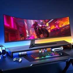 Gawfolk 49 Pouces Écran PC d'ordinateur de Jeu 1500R Ultra-Large incurvé, DQHD (5120×1440), 165Hz, 1MS, FreeSync, 120% sRGB, Mon