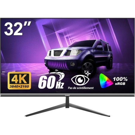 Gawfolk Écran PC 32 Pouces 4K UHD, Moniteur d’Ordinateur Ultra-Clair (3840×2160p), 100% sRGB, Angle de Vision de 178°, HDMI、Disp