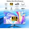 Gawfolk Écran PC 32 Pouces 4K UHD, Moniteur d’Ordinateur Ultra-Clair (3840×2160p), 100% sRGB, Angle de Vision de 178°, HDMI、Disp