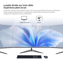 Gawfolk Écran PC 32 Pouces 4K UHD, Moniteur d’Ordinateur Ultra-Clair (3840×2160p), 100% sRGB, Angle de Vision de 178°, HDMI、Disp