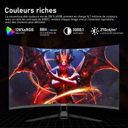Gawfolk Écran PC 32 Pouces 4K UHD incurvé 1500R, Moniteur de Jeu Esports 160Hz, 1ms, Adaptive Sync, 128% sRGB, Grand Angle de Vi