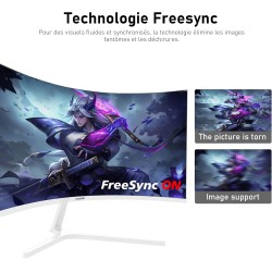 Gawfolk Écran PC 27 Pouces incurvé 180Hz Gaming Computer Moniteur, 1800R,1ms，FHD 1080p, 178 ° Grand Angle,Ultra - Mince Lunette,