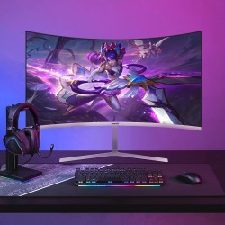 Gawfolk Écran PC 27 Pouces incurvé 180Hz Gaming Computer Moniteur, 1800R,1ms，FHD 1080p, 178 ° Grand Angle,Ultra - Mince Lunette,