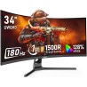 Gawfolk Écran PC Ultra Large 34 Pouces 1500R incurvé 180Hz Gaming Computer Moniteur,21:9 UWQHD(3440x1440)，128% sRGB，FreeSync，HDR