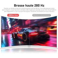 Gawfolk Écran PC 27 Pouces incurvé 280Hz Gaming Computer Moniteur, 1800R,1ms，FHD 1080p, 178 ° Grand Angle,Ultra - Mince Lunette,