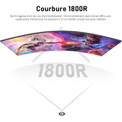 Gawfolk Écran PC 27 Pouces incurvé 280Hz Gaming Computer Moniteur, 1800R,1ms，FHD 1080p, 178 ° Grand Angle,Ultra - Mince Lunette,