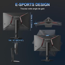 Minifire Écran Gaming 24.5 Pouces,300Hz/240Hz, QHD (2560 * 1440) réglable en Hauteur, MPRT 1ms avec Panneau Fast IPS 10 Bits, sR