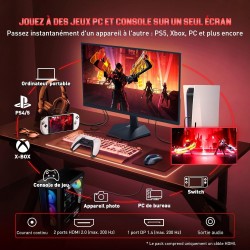 Minifire Écran Gaming 24.5″ IPS 200Hz – Écran Gamer FHD (1920×1080), 1ms, 120% sRGB, HDR10, Adaptive-Sync, HDMI/DisplayPort, VES