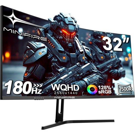Minifire Écran PC Gaming Incurvé 32 Pouces, Ultrawide QHD(2560 * 1440), 180Hz, MPRT 1Ms, 1500R, UltraLarge, VA, 2xHDMI 2.0 (144H