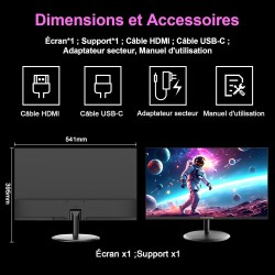 Minifire Écran PC 24 Pouces, IPS, FHD (1920x1080), 100Hz sRGB 110%, Protection des Yeux, Design Ultra-Fin, Ports USB-C & HDMI 1.
