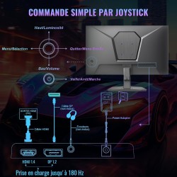 Minifire écran pc gamer 24 pouces, 180hz, 1ms, adaptive sync,fhd, 110% srgb,1xhdmi 1.4/1xdp 1.2 ports, bleulightshield, bordure 