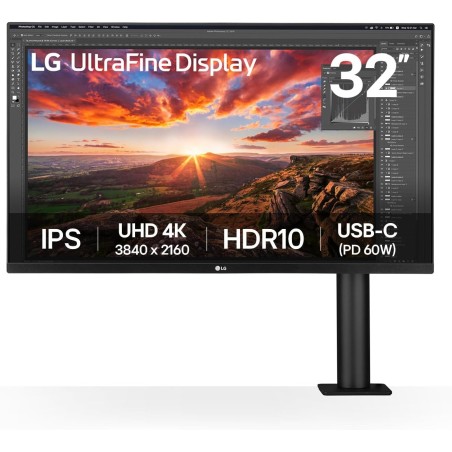 LG Ultrafine™ 32UN880K-B Ecran PC 4K 32" - Dalle IPS résolution UHD (3840 x 2160), 5ms 60Hz, HDR 10, DCI-P3 95% (CIE1976), incli