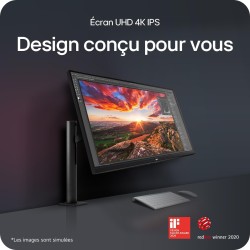 LG Ultrafine™ 32UN880K-B Ecran PC 4K 32" - Dalle IPS résolution UHD (3840 x 2160), 5ms 60Hz, HDR 10, DCI-P3 95% (CIE1976), incli