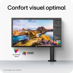 LG Ultrafine™ 32UN880K-B Ecran PC 4K 32" - Dalle IPS résolution UHD (3840 x 2160), 5ms 60Hz, HDR 10, DCI-P3 95% (CIE1976), incli