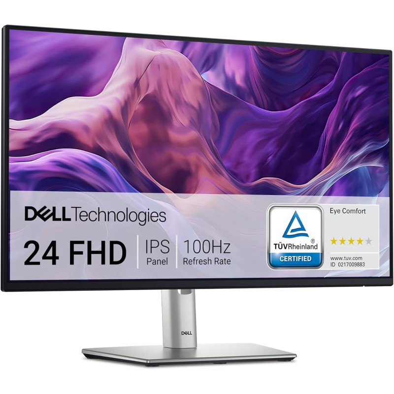 Dell P2425H 24" Full HD (1920x1080) Écran PC, 100Hz, IPS, 5ms, 99% sRGB, USB-C, DisplayPort, HDMI, VGA, 4X USB, Garantie 3 Ans, 