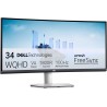 Dell S3423DWC Moniteur - 34 Pouces 3440 x 1440 pixels 100 Hz VA 4 ms AMD FreeSync USB-C, HDMI, Hub USB, Haut-parleurs Intégrés, 
