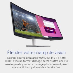 Dell S3423DWC Moniteur - 34 Pouces 3440 x 1440 pixels 100 Hz VA 4 ms AMD FreeSync USB-C, HDMI, Hub USB, Haut-parleurs Intégrés, 