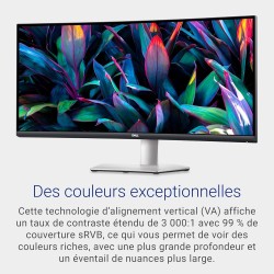 Dell S3423DWC Moniteur - 34 Pouces 3440 x 1440 pixels 100 Hz VA 4 ms AMD FreeSync USB-C, HDMI, Hub USB, Haut-parleurs Intégrés, 