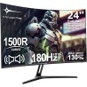 Minifire Gaming Curved Monitor 24 Pouces, 180Hz 1ms FHD avec Sprecher 1500R, Adaptive Sync, VESA 100x100mm, Inclinaison réglable