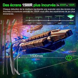 Minifire Gaming Curved Monitor 24 Pouces, 180Hz 1ms FHD avec Sprecher 1500R, Adaptive Sync, VESA 100x100mm, Inclinaison réglable
