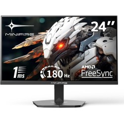 Minifire Gaming Monitor 24 Pouces, 180 Hz, 1ms, Full HD(1920 x 1080) écran sans Cadre, Adpitive Sync, HDMI 1.4 & DP 1.2, 300Nits