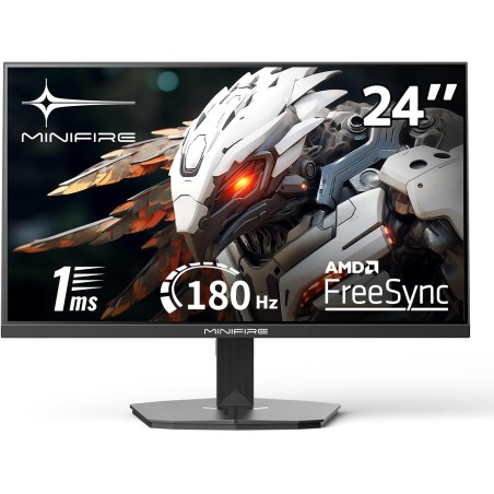 Minifire Gaming Monitor 24 Pouces, 180 Hz, 1ms, Full HD(1920 x 1080) écran sans Cadre, Adpitive Sync, HDMI 1.4 & DP 1.2, 300Nits