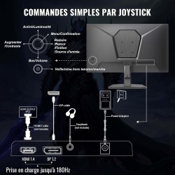 Minifire Gaming Monitor 24 Pouces, 180 Hz, 1ms, Full HD(1920 x 1080) écran sans Cadre, Adpitive Sync, HDMI 1.4 & DP 1.2, 300Nits