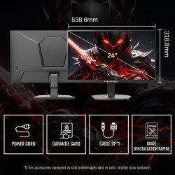 Minifire Gaming Monitor 24 Pouces, 180 Hz, 1ms, Full HD(1920 x 1080) écran sans Cadre, Adpitive Sync, HDMI 1.4 & DP 1.2, 300Nits
