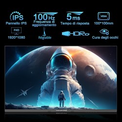 Minifire Écran PC 27" FHD 1080p,USB-C, 100 Hz, sans Cadre, IPS, inclinable, Protection oculaire, VESA 75 x 75 mm, HDMI - Noir