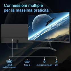 Minifire Écran PC 27" FHD 1080p,USB-C, 100 Hz, sans Cadre, IPS, inclinable, Protection oculaire, VESA 75 x 75 mm, HDMI - Noir