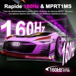 Minifire 27 Pouces Ecran Gamer Incurvé Monitor 160Hz, FHD(1920x1080), 110% sRGB PC Moniteur Gaming 1500R, 1ms GtG, Pied en Métal