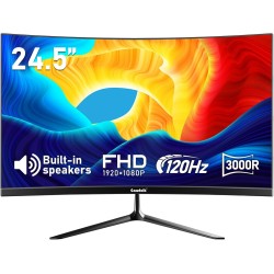 Gawfolk cran24,5 Pouces Moniteur incurvé avec Haut-parleurs intégrés, 3000R 120Hz écran de Jeu PC Full HD 1080P, HDMI 2.0, VGA, 