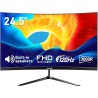 Gawfolk cran24,5 Pouces Moniteur incurvé avec Haut-parleurs intégrés, 3000R 120Hz écran de Jeu PC Full HD 1080P, HDMI 2.0, VGA, 