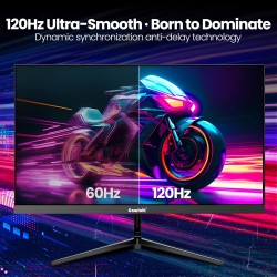 Gawfolk Moniteur de Jeu 27 Pouces QHD, écran PC IPS 2K 120Hz, 2560×1440P, FreeSync, HDMI, DisplayPort, VESA 75 * 75mm, Noir
