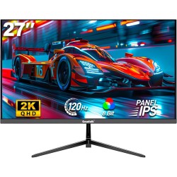 Gawfolk Moniteur de Jeu 27 Pouces QHD, écran PC IPS 2K 120Hz, 2560×1440P, FreeSync, HDMI, DisplayPort, VESA 75 * 75mm, Noir