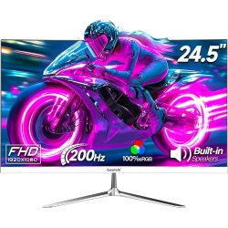Gawfolk Écran PC 24.5 Pouces Full HD (1920x1080), 200Hz, 1ms, 3000R Eye Care et FreeSync, supporte VESA - l'écran PC idéal! HDMI