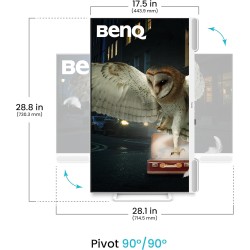 BenQ EW3290U 4K Écran, 32", 3840x1260, P3 98%, Technologie AI Contrast Exclusive, Haut-parleurs 2.1 intégrés avec Caisson de Bas
