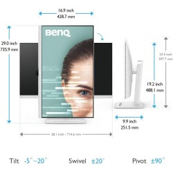 Moniteur BenQ GW3290QT (32 pouces, QHD, IPS, chargeur USB-C, DP / HDMI, design ergonomique, microphone à réduction de bruit) com