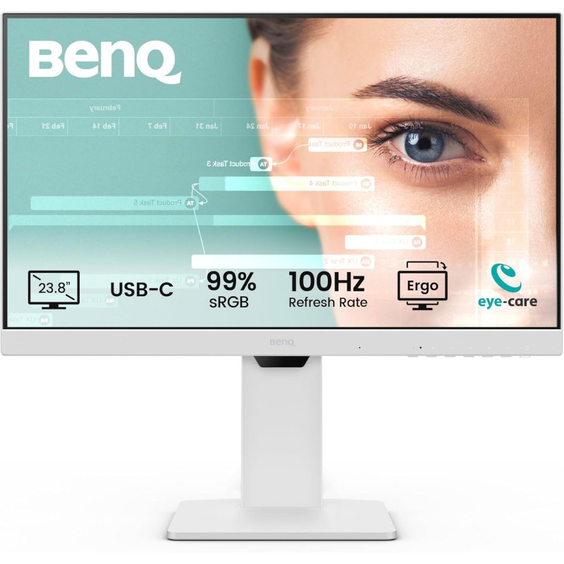 BenQ GW2486TC Moniteur de Bureau à Domicile 24" IPS 1080p, FHD, USB-C (Alimentation 65 W), 100 Hz, Eye-Care, Design Ergo, hub US