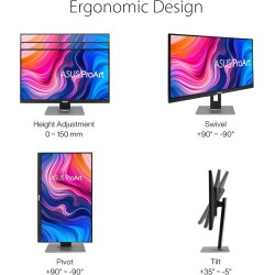 ASUS ProArt PA278QV Moniteur professionnel (pour l'édition d'images, WQHD, 100 % sRGB, 75 Hz, HDMI, DisplayPort, USB 3.0, ergono